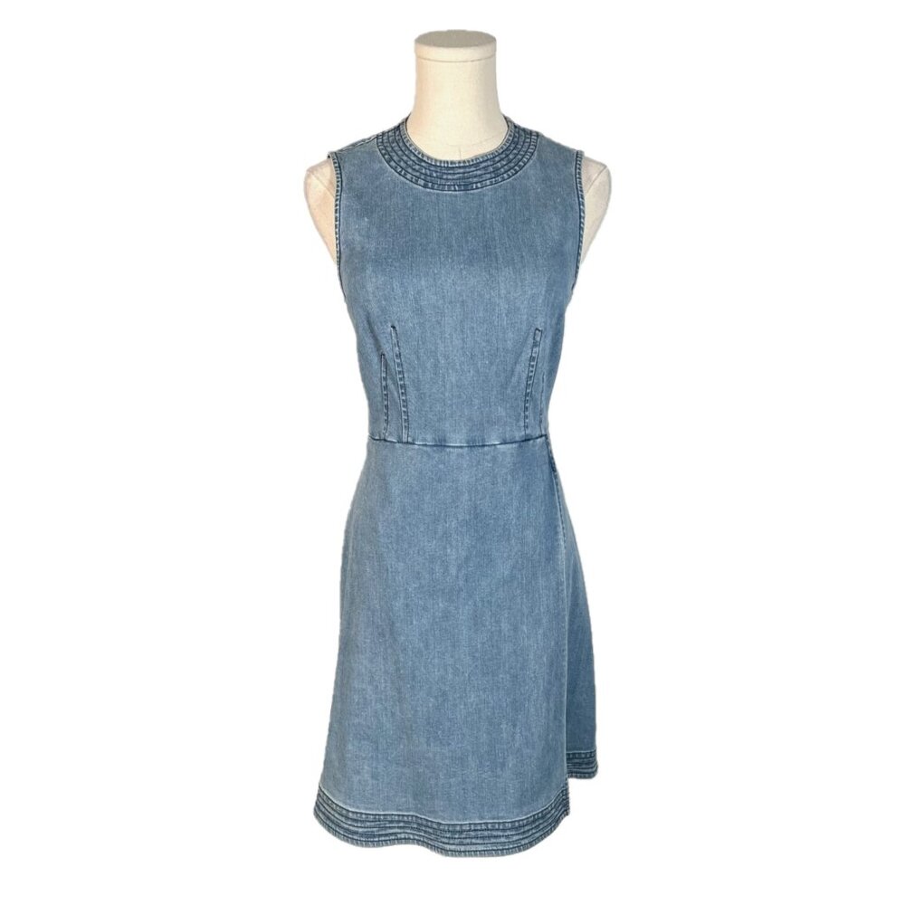 Lover the Label Sleeveless Faux Wrap Skirt Denim A-Line Dress Size 4